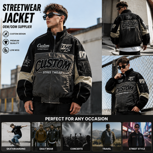 <span class=keywords><strong>Chaqueta</strong></span> Streetwear OEM, Proveedor de Chaquetas Streetwear Personalizadas para Hombre, Fabricante OEM ODM, <span class=keywords><strong>Chaqueta</strong></span> Bomber con Cierre, Logotipo Bordado, Fábrica Mayorista - Product Image 3