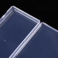 14.8*7.8*1.7cm clair petite boîte de rangement carrée en plastique conteneur pour bouffée faux cils masque cosmétiques accessoires pêche