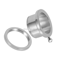 Tunnel d'oreille en acier inoxydable poli miroir avec boucle, dilatateur d'oreille, piercing corporel pour femmes et hommes