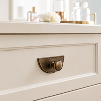 Poignées et boutons de meubles modernes en alliage de zinc Goo-Ki avec plaque arrière demi-lune pour armoires de cuisine et commodes de chambre