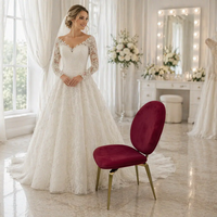 Chaises de salle à manger élégantes en velours avec dossier en or titane, empilables, écologiques, pour mariage, villa, hôtel de luxe, banquet moderne