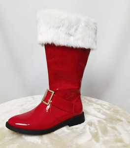 Stivali <span class=keywords><strong>di</strong></span> <span class=keywords><strong>Babbo</strong></span> <span class=keywords><strong>Natale</strong></span> in Pelle PU con Pelliccia Bianca per Capodanno e <span class=keywords><strong>Natale</strong></span>, Costumi <span class=keywords><strong>di</strong></span> Halloween, Stivaletti Taglia Grande, Vendita all'Ingrosso - Product Image 5