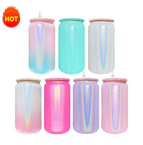 Custom LogoBulk Free Shipping <b>Beer</b> Can Shaped Glass with Rhinestone Lid for Sublimation Heat Transfering and Screen Printing - Product Image 2