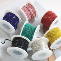 Chaîne de strass à coudre YWJC Crystal SS6 SS8, accessoires pour tissus, décoration colorée pour nail art, chaîne de strass en verre