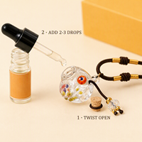 Coffret Cadeau Diffuseur Suspendu pour Voiture Sans Flamme en Verre Cinq Bénédictions avec 5 Huiles Essentielles Végétales, Boîte Cadeau, OEM Disponible