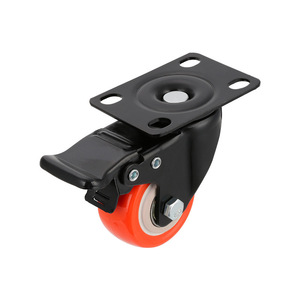 Swivel Caster Wheel 2 Inch Orange PP With Brake Industrial Furniture Use Ball Bearing Firm Tread - Product Image 4