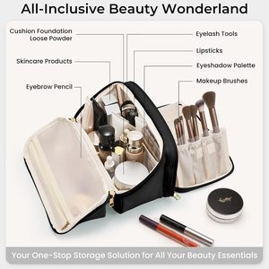 Waterproof Zipper Closure <b>Brush</b> <b>Holders</b> Large Capacity Letter Fashion Cosmetic Organizer Portable Travel <b>Makeup</b> Bag for Women - Product Image 6