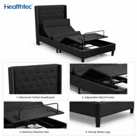 Lit intelligent réglable électrique avec système de surveillance du sommeil et massage par vibration, cadre métallique moderne Foshan