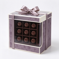 Boîte cadeau carrée rigide personnalisée pour chocolats avec fenêtre transparente en PVC, insert de séparation en EVA floqué, boîte d'emballage pour confiseries