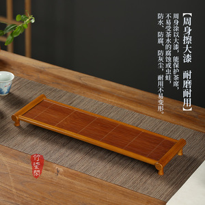 Bamboo Tea Tray With Cup Rack Oval Handmade Traditional Chinese Style For Tableware Storage And Brewing - Product Image 4