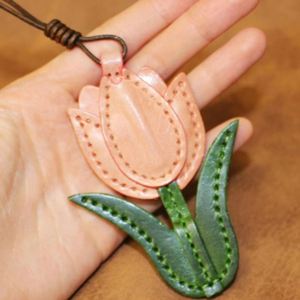 Floral Pendant Pu Pink <b>Bag</b> Lotus Leather <b>Charm</b> Gift for Gifts - Product Image 4