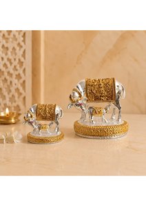 Shree Kamdhenu Cow Idol <b>Gold</b> and Silver Plated Hindu Religious <b>Statue</b> for Home Temple Puja Vastu Decor Gift by RK International - Product Image 2