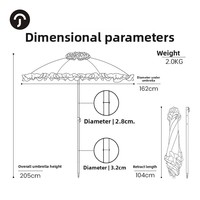 Parapluie inclinable de style européen avec longue tige en acier, garniture en dentelle polyester, accessoire de photographie, mobilier d'extérieur