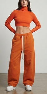 Pantalon de survêtement ample et décontracté en coton molletonné pour femme, style streetwear, coupe large, idéal pour l'hiver - Product Image 2