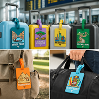 Étiquettes d'identification de valise 3D personnalisées en relief, étiquettes de bagages durables et imperméables en PVC, patchs de dessin animé pour sacs à dos et sacs