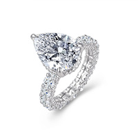 Bague de mariage en argent sterling 925 avec zircon en forme de poire taillé à la machine, style européen et américain, personnalisée, tendance, luxe léger, haut de gamme