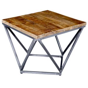 Table basse carrée en bois Manmohan avec pieds en métal, design rustique moderne, durable et facile à nettoyer, meubles de salon - Product Image 1