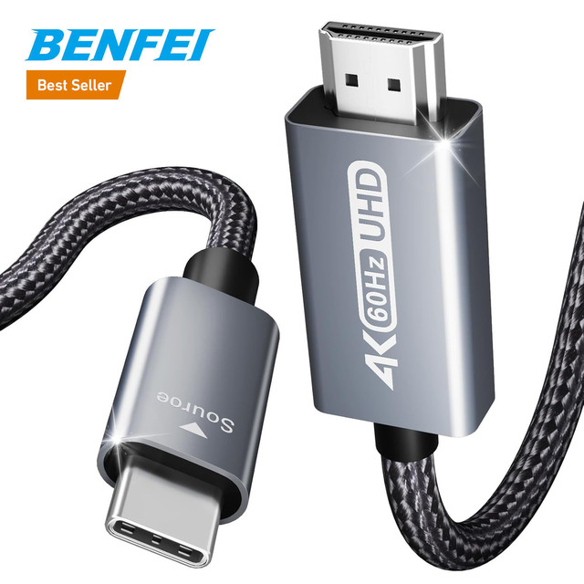 BENFEI USB C to HD MI 1.8 Meter Cable 4K 60Hz Aluminum Shell Nylon Braided Thunderbolt Type C to HD MI Cable