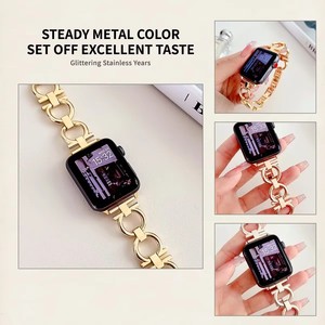 <span class=keywords><strong>Bracelet</strong></span> de chaîne en métal pour filles cool de mode de luxe pour <span class=keywords><strong>Apple</strong></span> <span class=keywords><strong>Watch</strong></span> Series 10 9 8 7 6 SE <span class=keywords><strong>5</strong></span> 3 45/44/42/41mm <span class=keywords><strong>Bracelet</strong></span> rond de mode 46mm - Product Image 2