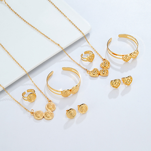 Fábrica al por mayor 3 PCS Niños Set Lindo Collar Brazalete Pendientes Anillo Bebé Niños Chapado en oro Conjunto de joyas - Product Image 4