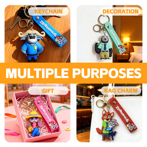 Porte-clés en PVC souple en forme de personnage de dessin animé Zootopia Crazy Animal City, poupée en caoutchouc, porte-clés DIY, sac à dos de style avancé - Product Image 3