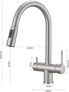 Rubinetto da Cucina a 3 Vie Rimovibile con Osmosi, Miscelatore Cromato Estensibile per <span class=keywords><strong>Acqua</strong></span> Fredda e Calda - Product Image 3