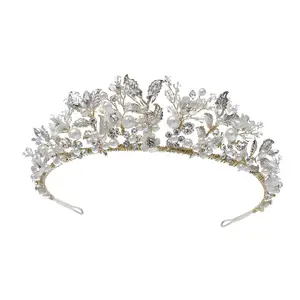 Бледно-золотая корона ожерелье серьги свадебные ювелирные наборы со стразами наборы ювелирных изделий