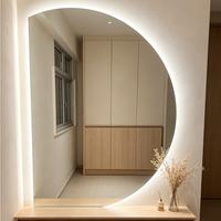 Miroir de danse LED intelligent pleine longueur en verre, fait main, grand miroir semi-circulaire rétroéclairé, grand miroir lune pour centre de fitness, fixation murale