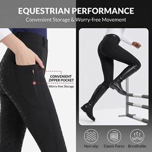 Premium Equestrian Breeches Women High Waist Silicone Grip Durable Fabric Phone Pockets Horse Riding <strong>Jodhpurs</strong> for Daily Riding - Product Image 3