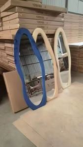 Specchio a Figura Intera in Velluto con Bordo Ondulato Irregolare, da Parete o da Terra con Supporto per Camera da Letto e <span class=keywords><strong>Soggiorno</strong></span> - Product Image 4