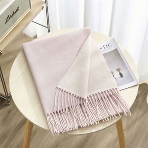 Wholesale Long Winter Cashmere Scarf Tassels Solid Color Double-Sided Pashmina Shawl Warm Luxury Women - Product Image 2