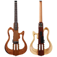 Gitar Klasik Lipat Tanpa Kepala 39 Inci 6 Senar dengan Tali Pengikat yang Dapat Dilepas dan Desain Portabel untuk Perjalanan