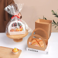 Boîte pliable avec poignée en papier kraft, barquette alimentaire jetable, emballage à emporter pour frites, chips et produits de boulangerie