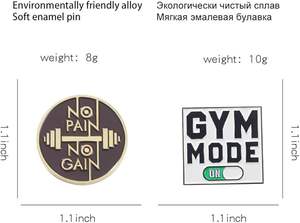 Épinglette en émail motivante, <span class=keywords><strong>mode</strong></span> gym, citations, mots, épinglette inspirante, sport, pas de douleur, pas de gain, dictons positifs, broche - Product Image 4