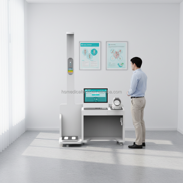 Huasheng Medical Telemedicine Patient AI Assessment Self Check Healthcare Kiosk Health Screening OEM ODM HS-J02 Titanium + ABS