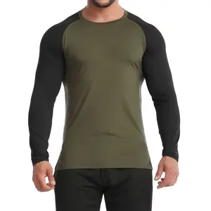 Camisas de compresión de manga larga para hombre, camiseta atlética de dos tonos para correr, camisetas de capa base para Gimnasio Deportivo