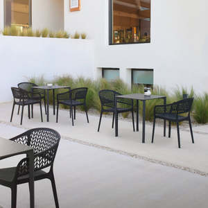 Set di 4 sedie Saona in plastica riciclata, stile moderno e comfort - Terracotta - Product Image 1