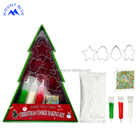 Ensemble d'outils de cuisson pour biscuits de Noël à texture dure et croustillante à bas prix, avec carton d'emballage en forme d'arbre inclus et décorations en glaçage