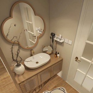 Log style cosmetic ceramic integrated basin oak bathroom cabinet combination washbasin washbasin bathroom - Product Image 2