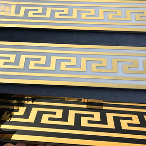 <span class=keywords><strong>Décoration</strong></span> murale et de <span class=keywords><strong>sol</strong></span> de salle de bain personnalisée, carrelage en céramique miroir poli, luxe or, bordure noire - Product Image 5