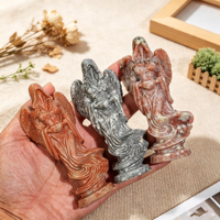 Figura de Ángel Fantasma de Cristal Natural Mixto al por Mayor, Estatua de Ángel Alado y con Capa Tallada a Mano para Decoración Gótica o Regalo