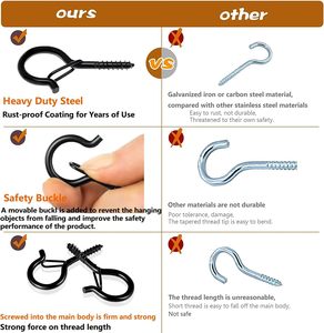 Zzbety 20 Ganchos de Tornillo Q-Hanger de Una Sola Capa, Metálicos, para Luces de Navidad, con Hebilla de Seguridad de Fácil Liberación, 1 Tuerca de Mariposa, Herramientas para Sala de Estar - Product Image 4