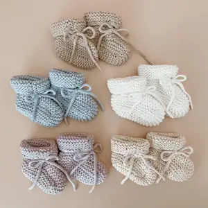 Custom Winter Schattige Baby Laarzen Breien 100% Katoenen Warme Baby Sokken Schoenen