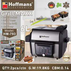 Poêle-grill électrique domestique haut de gamme Hoffmans avec sonde de température et couvercle en verre – Appareil de cuisine électrique - Product Image 4