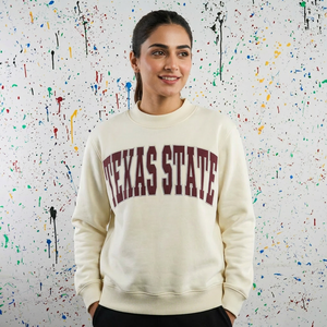 TEXAS STATE Men's Oversized Hooded Half Zip Custom Made Sweatshirt 100% Cotton <b>BROWN</b> Applique Embroidery Clush Sports Winter - Product Image 1