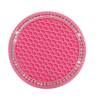 Xingyue XY-BD001 2,75 Zoll Harz-Silikon Bling Glitzer Strass Kristall Rutschfeste Auto-Getränkeuntersetzer Wasserbecher-Untersetzer Interieur-Sets