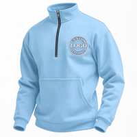 Sweat-shirt personnalisé à col montant pour homme, broderie extérieure, vêtement de sport, pull zippé 1/4