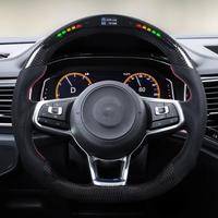 Volante VW LED de Fibra de Carbono Premium Deportivo con Base Plana, Agarre Mejorado, Personalizado, Reemplazo para la Mayoría de los Modelos, Alto Rendimiento