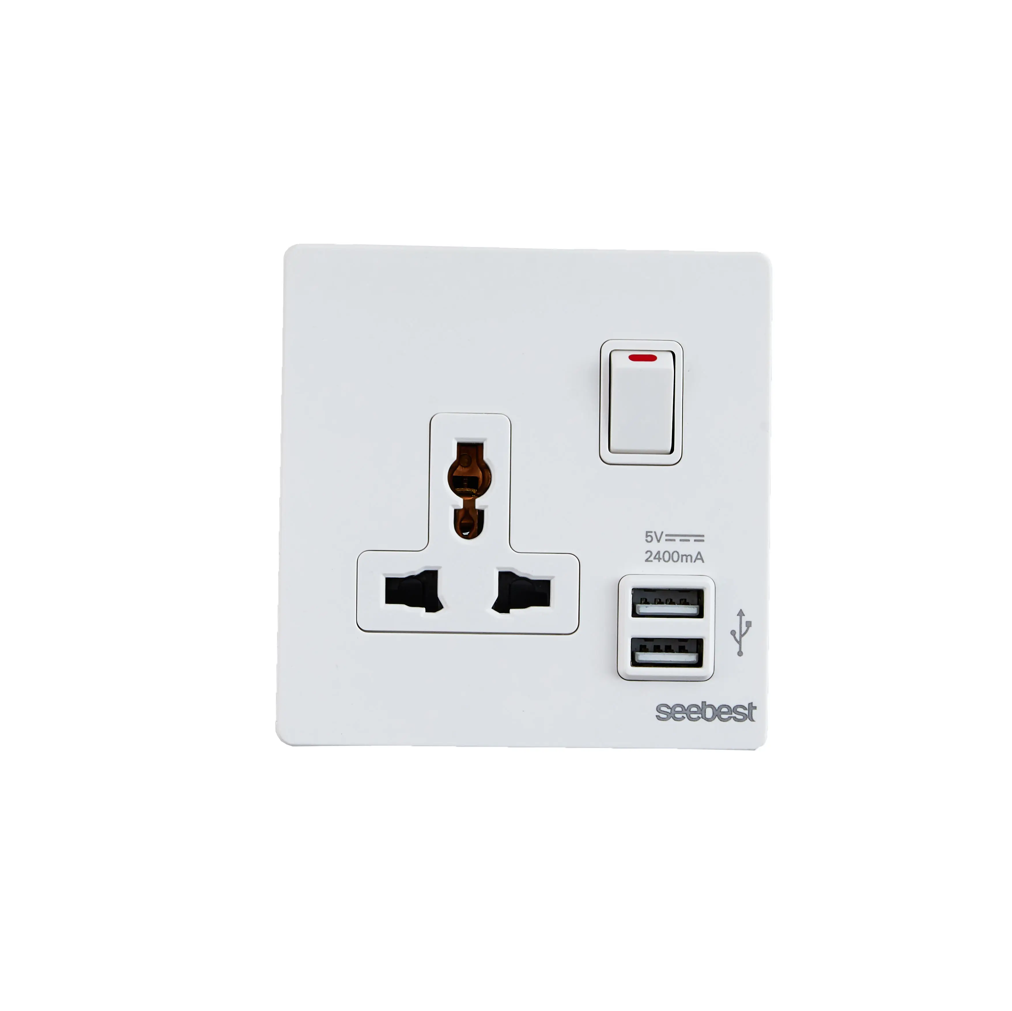 Prise Standard universelle populaire, interrupteur mural électrique avec Port USB et voyant lumineux pour la maison