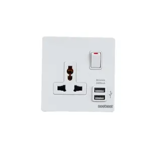 Soquete elétrico padrão popular, tomada do interruptor de parede padrão universal com porta usb e luz indicadora para casa